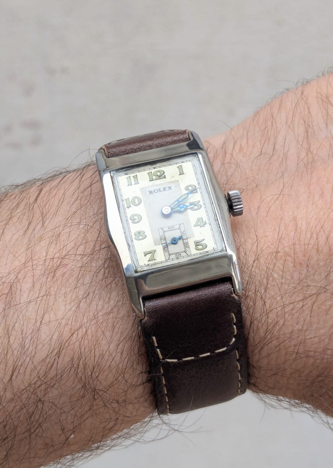 Antique Rolex Rectangular Wristwatch 1930s – Rare Vintage Swiss Timepiece with Military Luminous Dial