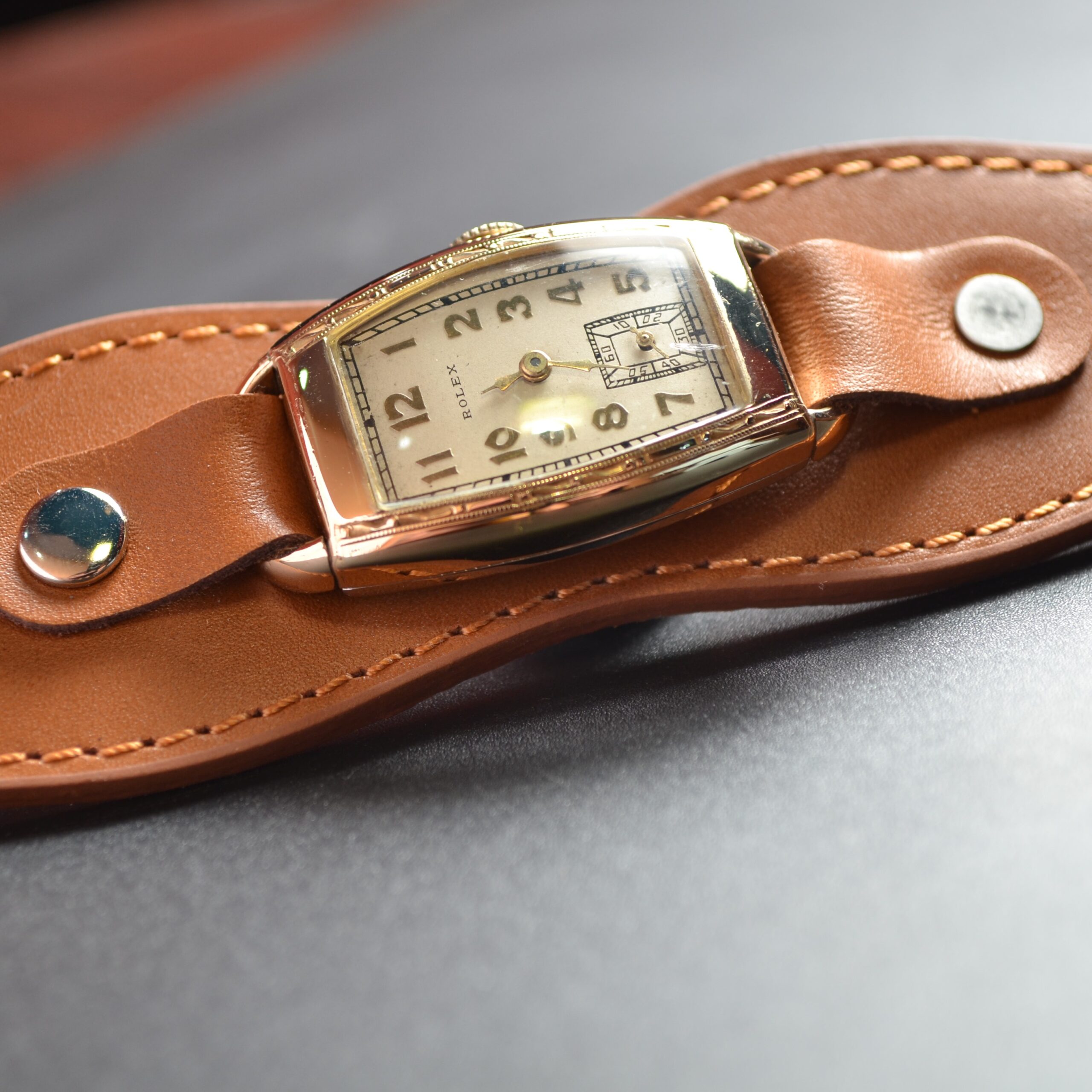 Rolex Art Deco Gold Plated Trench Watch 1930s – Military Officer's Wristwatch