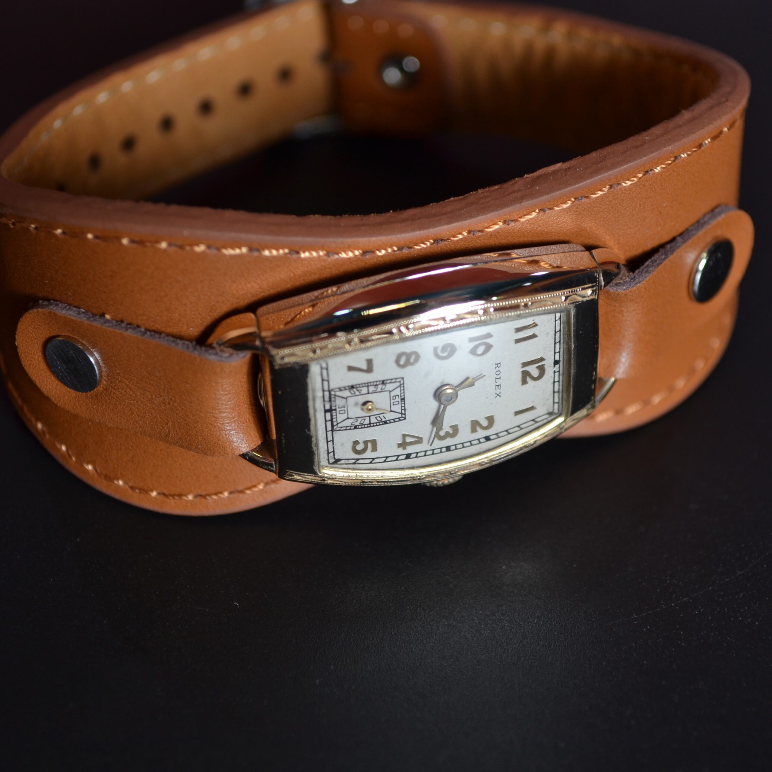 Rolex Art Deco Gold Plated Trench Watch 1930s – Military Officer's Wristwatch photo 2