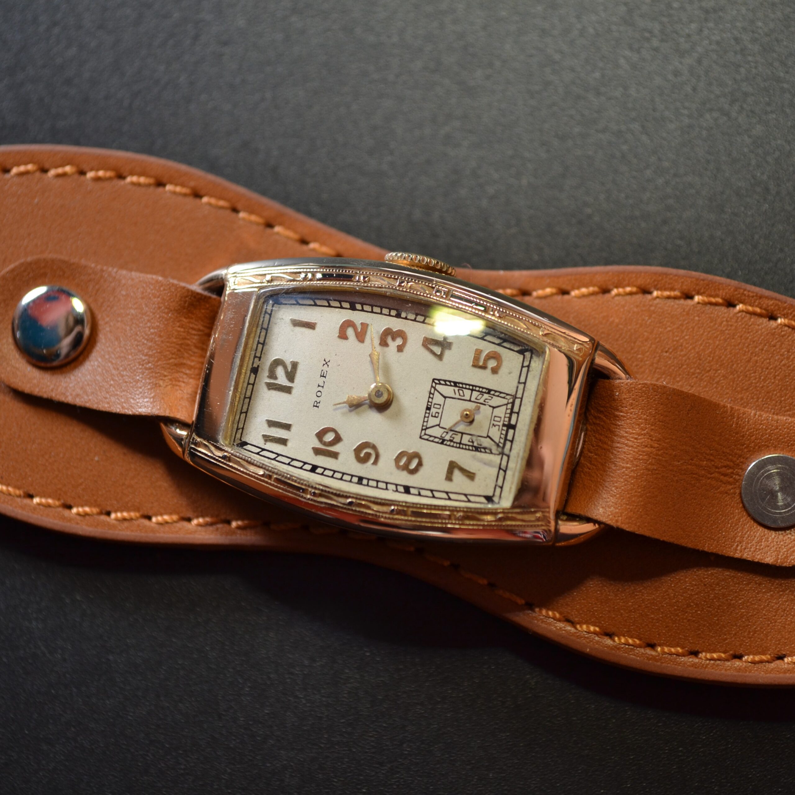 Rolex Art Deco Gold Plated Trench Watch 1930s – Military Officer's Wristwatch photo 4