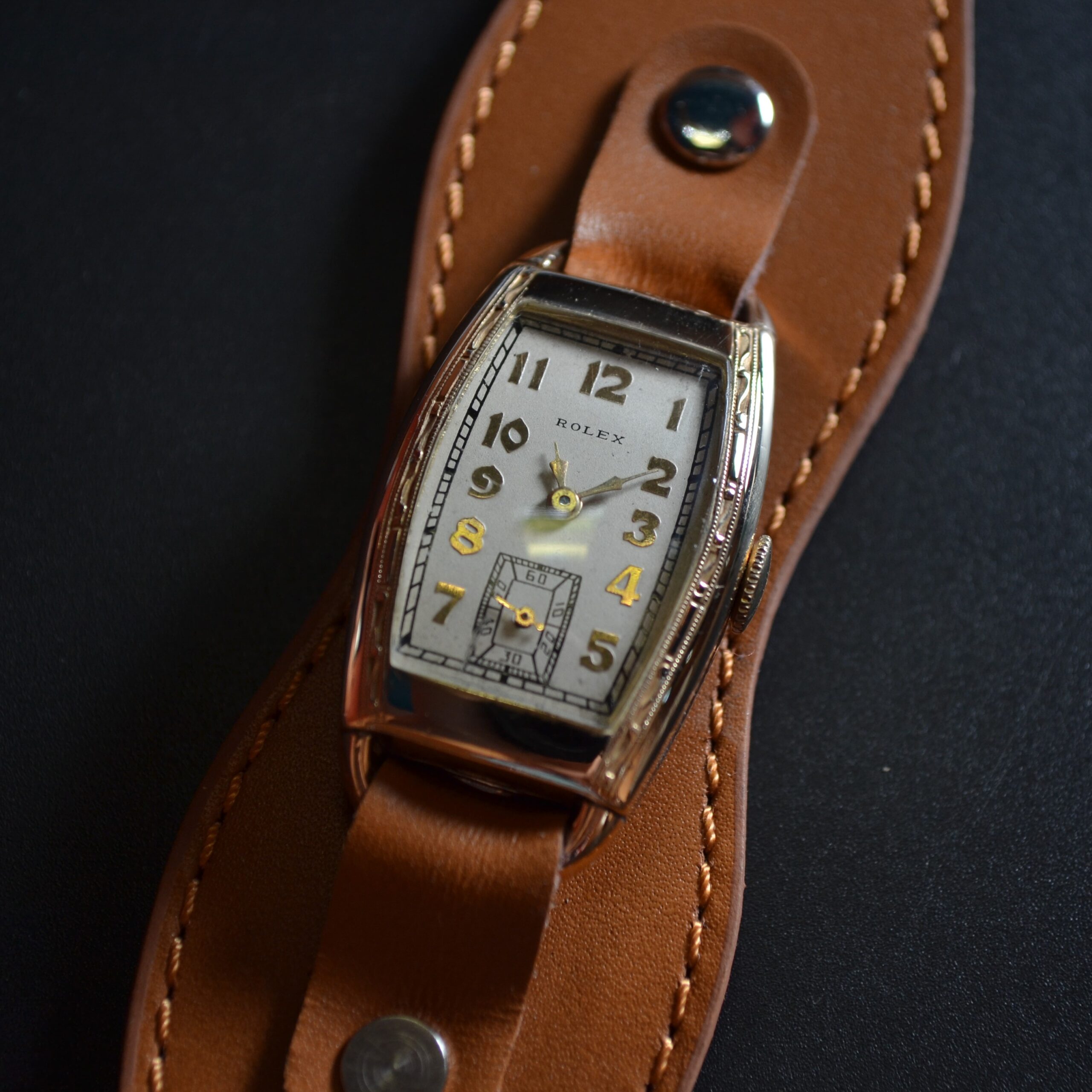 Rolex Art Deco Gold Plated Trench Watch 1930s – Military Officer's Wristwatch photo 5