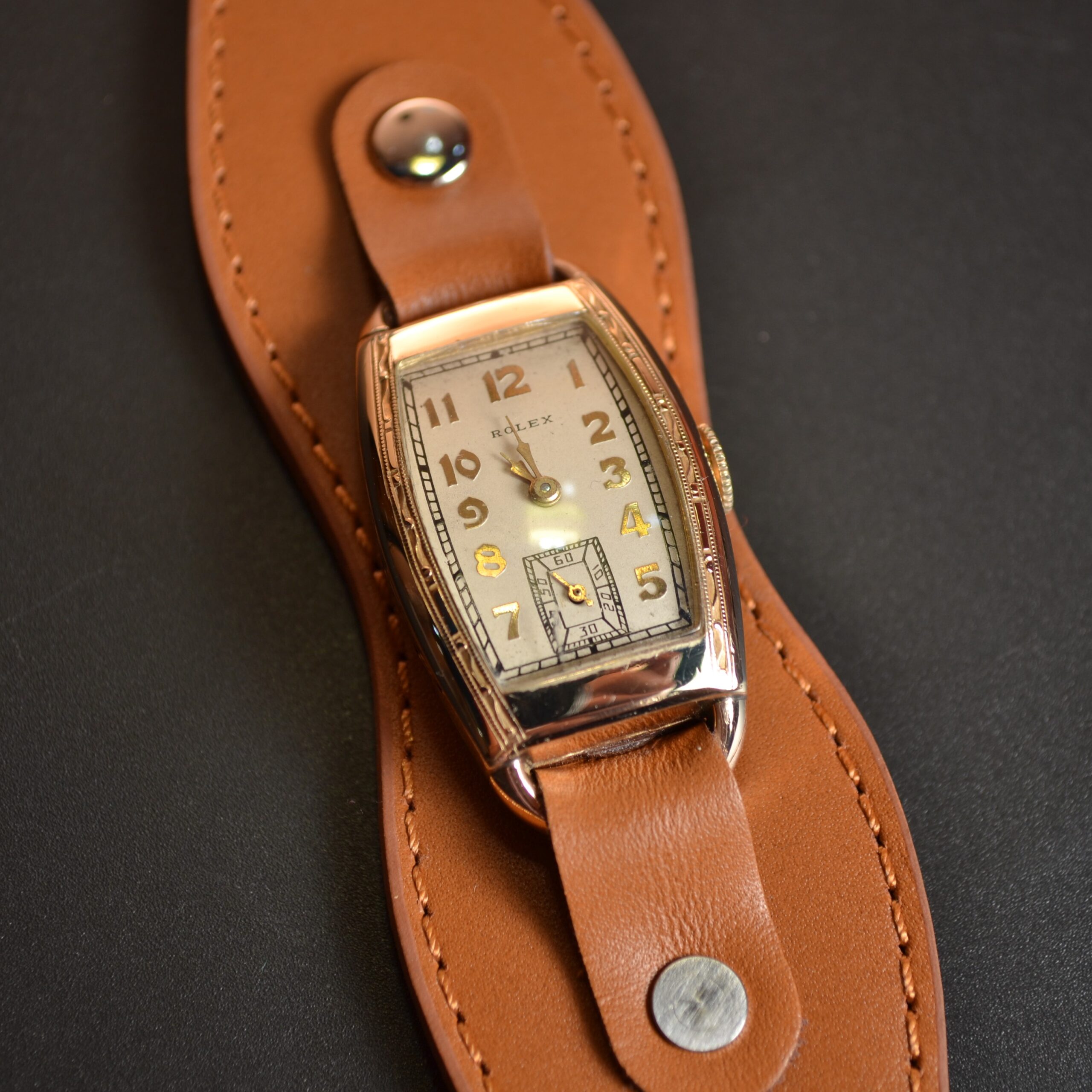 Rolex Art Deco Gold Plated Trench Watch 1930s – Military Officer's Wristwatch photo 6