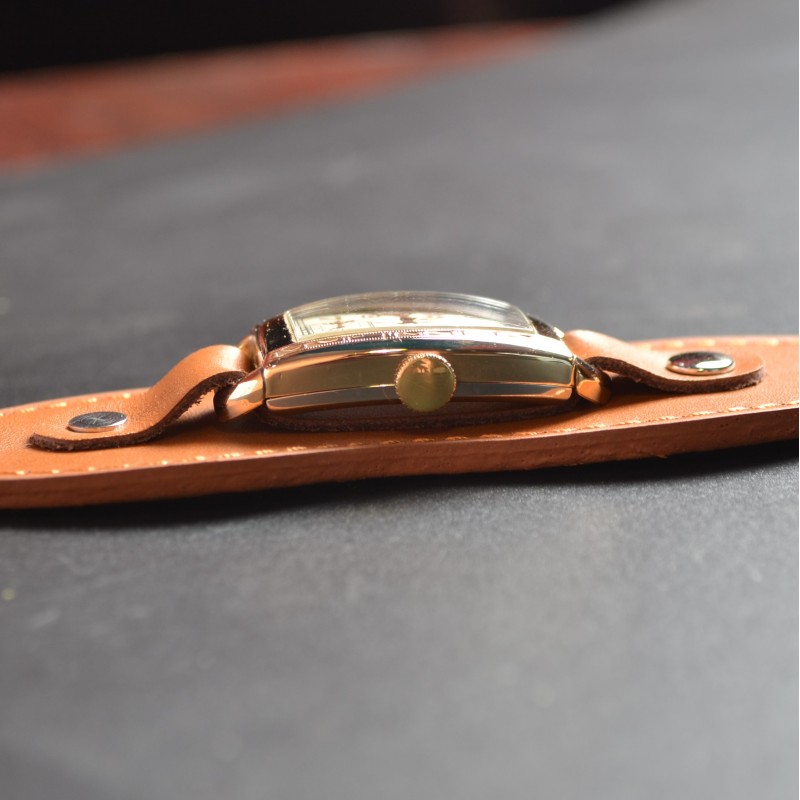 Art deco Rolex 1930 vintage gents collectors mechanical watch gold plated tank case superb gilt dial Men's Rectangular Retro Analog Dress Watch photo 9