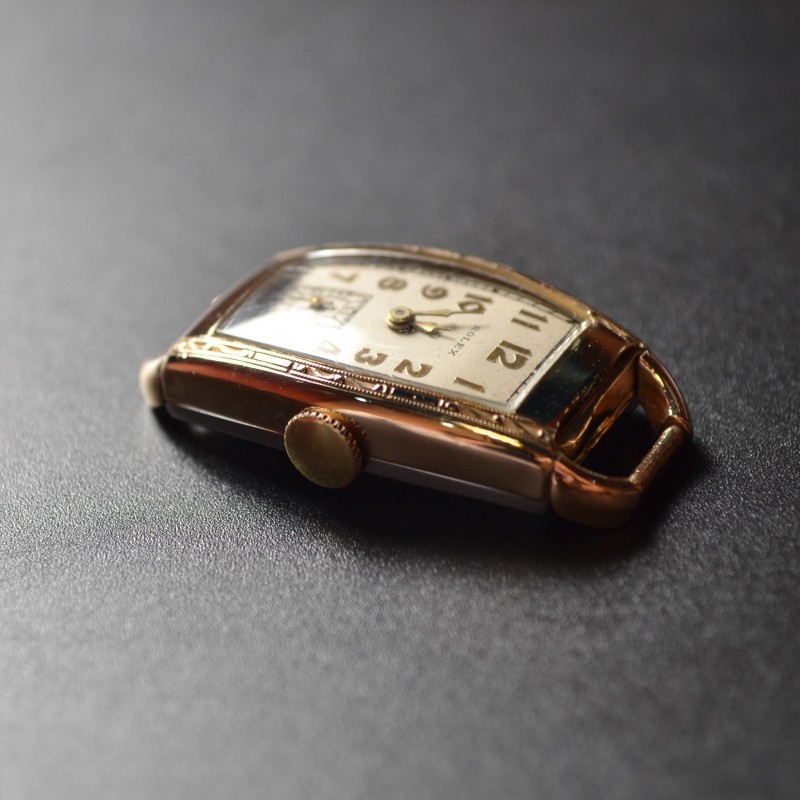 Art deco Rolex 1930 vintage gents collectors mechanical watch gold plated tank case superb gilt dial Men's Rectangular Retro Analog Dress Watch photo 12