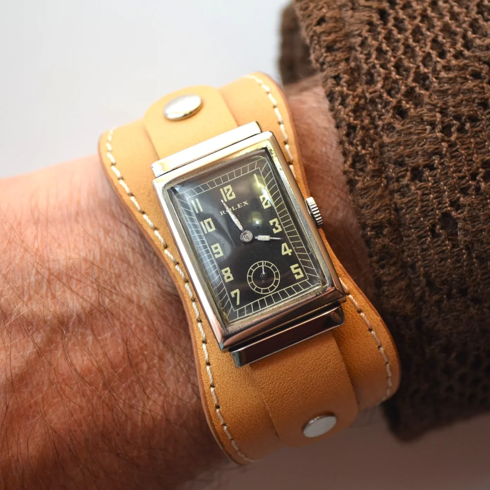 Art Deco Rolex rectangle 1920's tank military WW2 officers trench watch