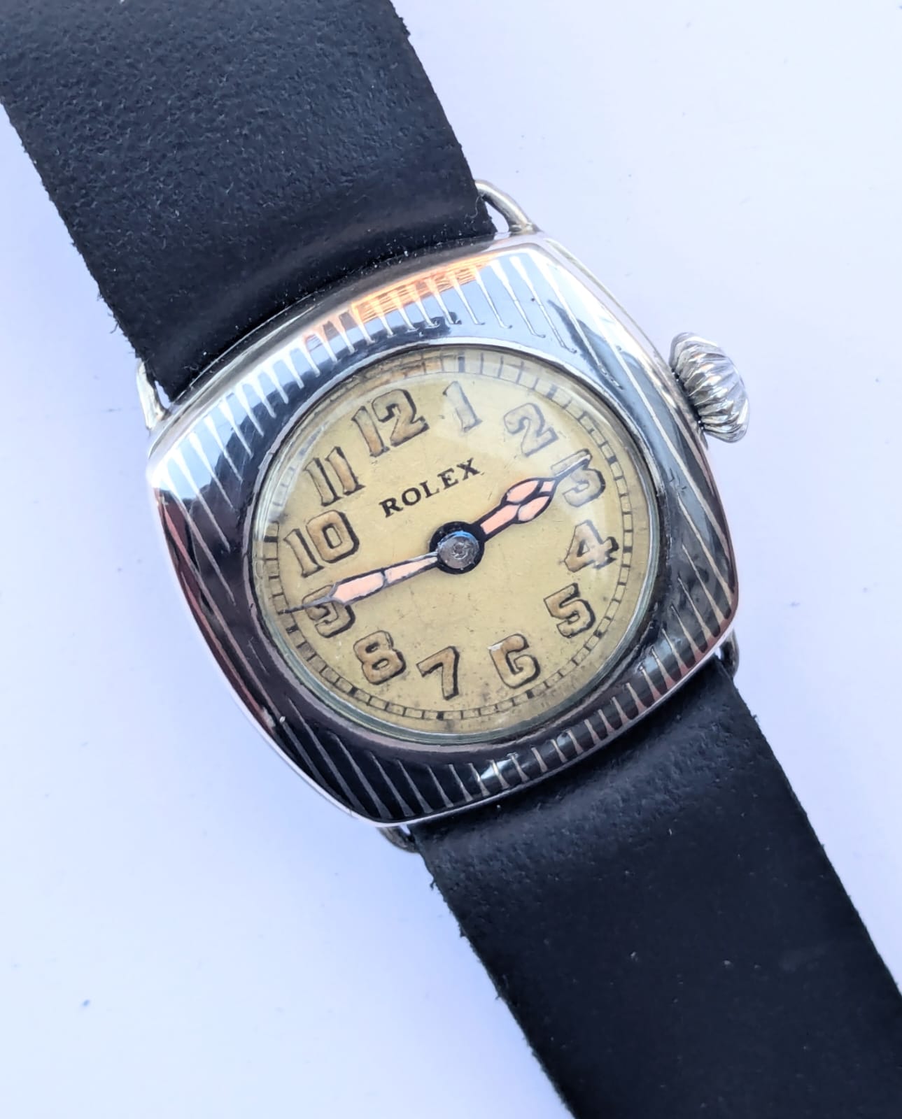 Cusion military rolex niello trench watch