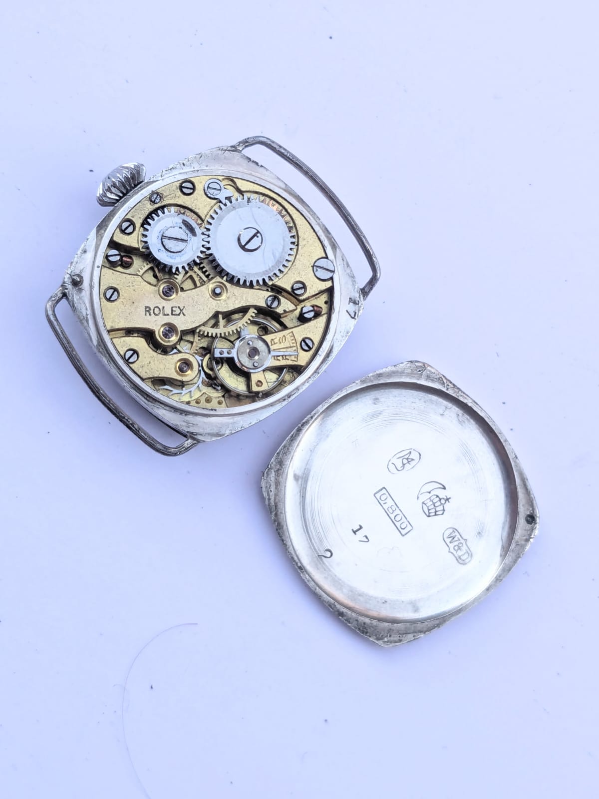 Cusion military rolex niello trench watch