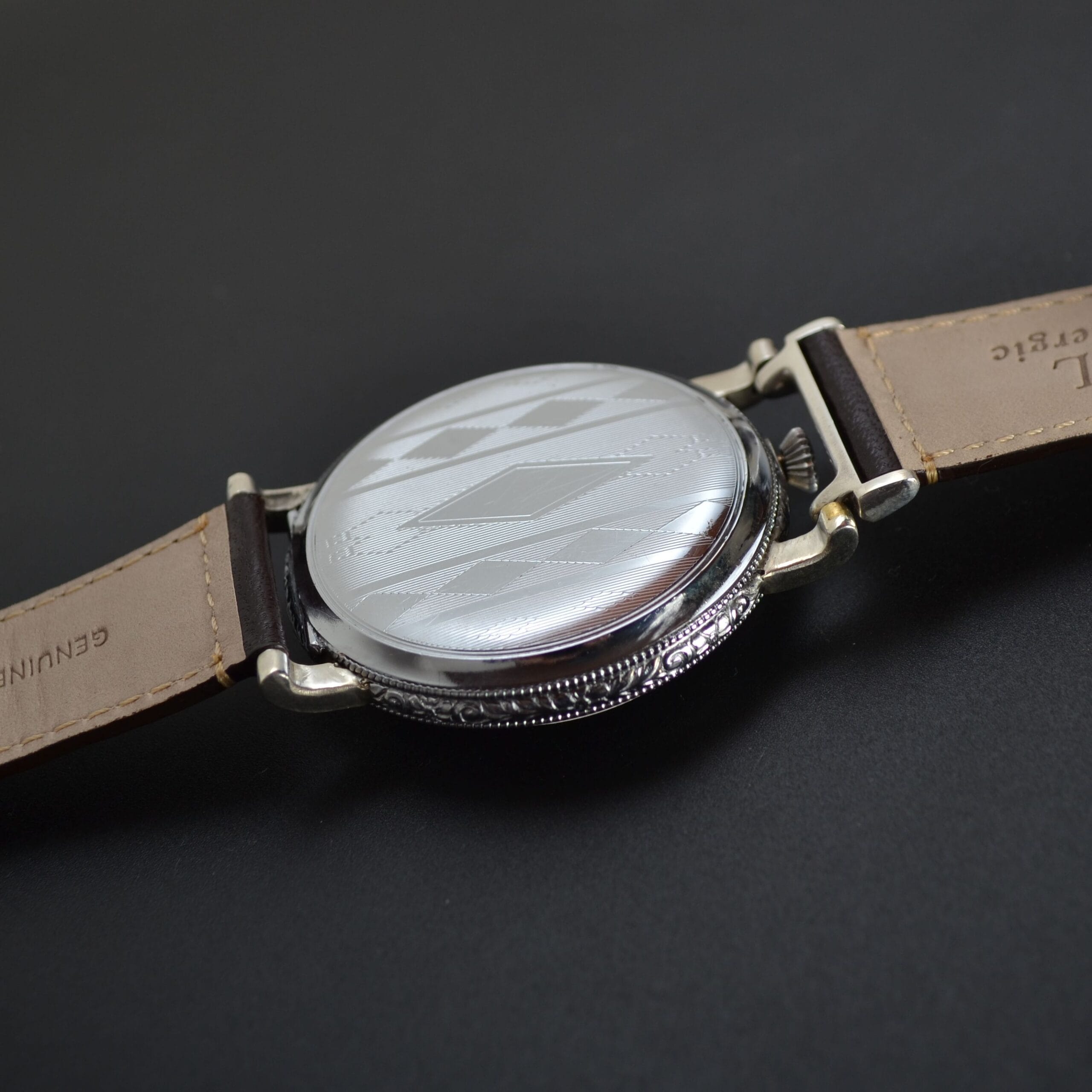 Early 1930s Rolex Unicorn 45mm Guilloché Cream Dial White Metal Case photo 6