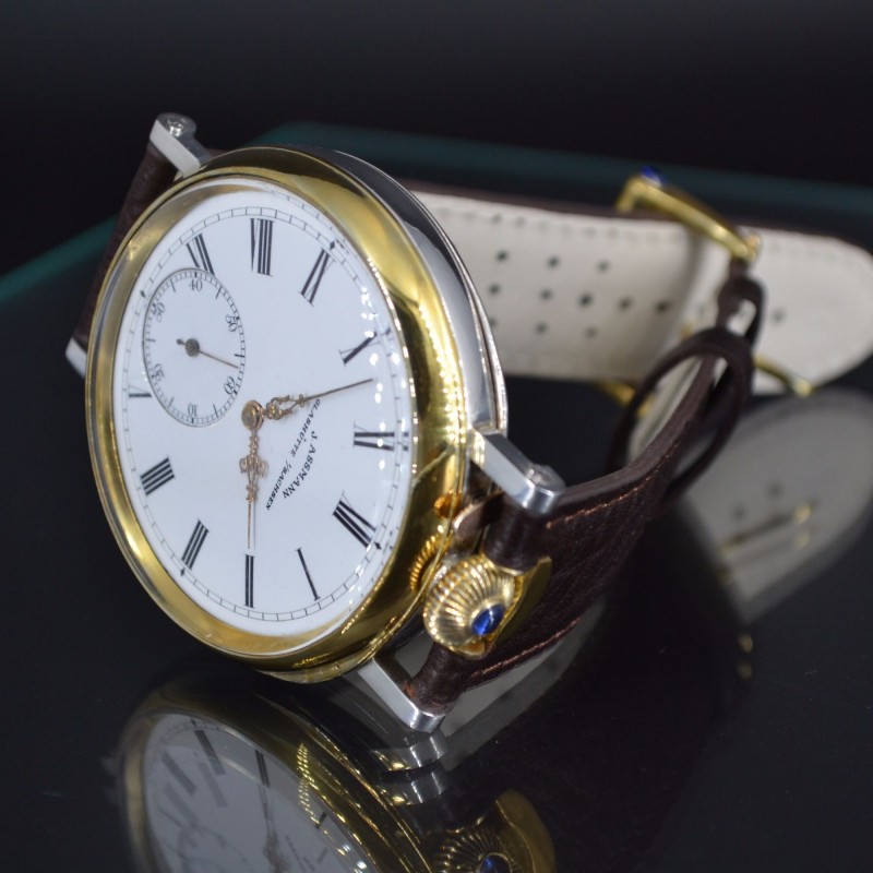 J. Assmann Glashütte WW1 Antique Silver Pocket Watch Conversion