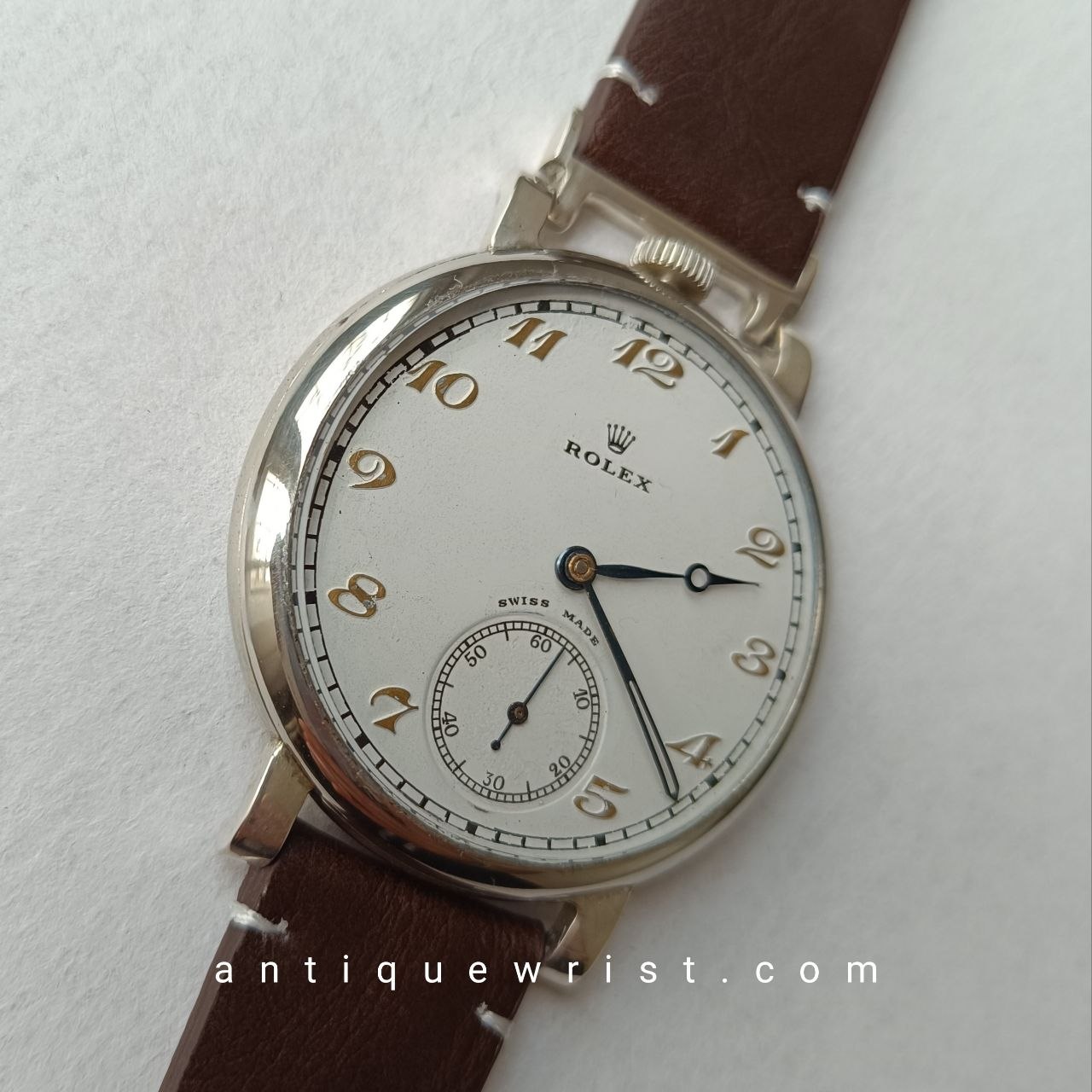 Front view of a large 48mm military-inspired Rolex timepiece with mineral glass, bold Arabic numerals, and the signature "ROLEX" branding at 12 o'clock.