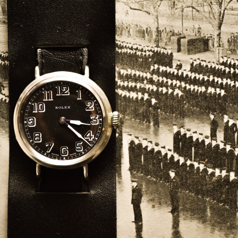 Rolex Prima Pre-Oyster 34mm Silver Trench Watch – WW1 Military, 17 Jewels