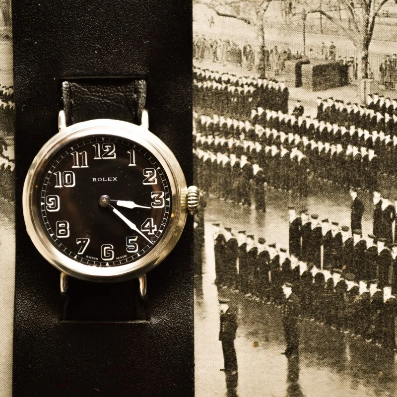 34mm Rolex Prima pre Oyster 17 Jewels silver bubbleback WW1 military trench vintage mens watch
