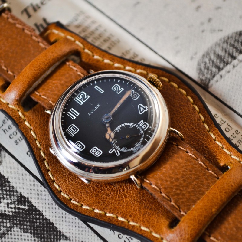 34mm Rolex W&D 1918 WW1 military officers trench vintage men's wristwatch high grade 15 Jewels movement solid silver case photo 2