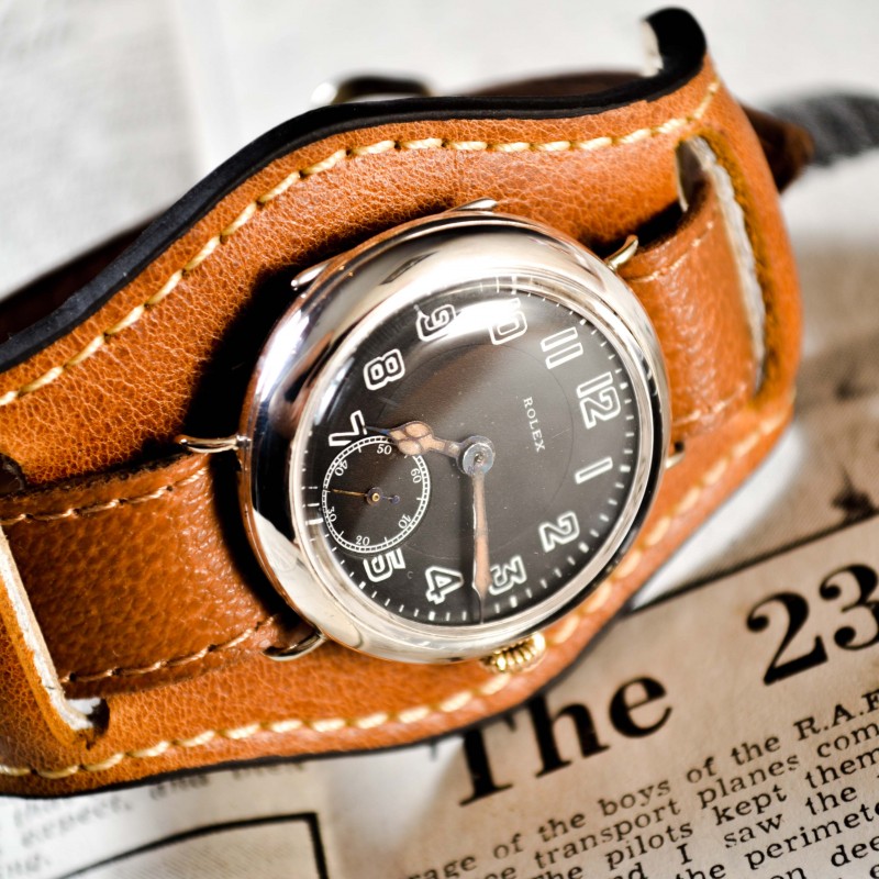 34mm Rolex W&D 1918 WW1 military officers trench vintage men's wristwatch high grade 15 Jewels movement solid silver case photo 3