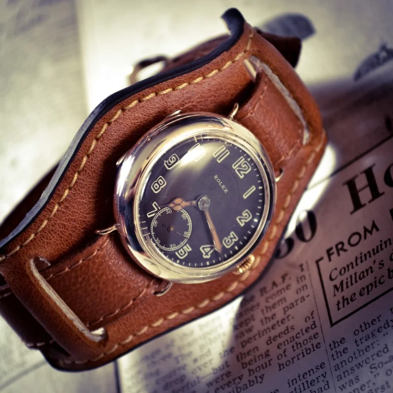 34mm Rolex W&D 1918 WW1 military officers trench vintage men's wristwatch high grade 15 Jewels movement solid silver case