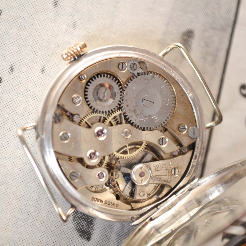 34mm Rolex W&D 1918 WW1 military officers trench vintage men's wristwatch high grade 15 Jewels movement solid silver case photo 8