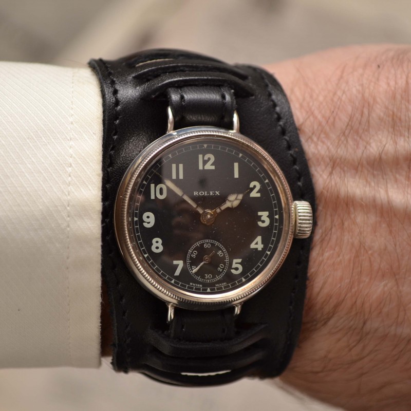 34mm Rolex WW1 RFC 1916 British pilot military trench vintage men's watch 15 Jewels semi hermetic solid silver screw down case