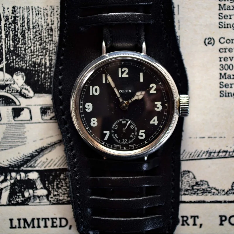 34mm Rolex WW1 RFC 1916 British pilot military trench vintage men's watch 15 Jewels semi hermetic solid silver screw down case