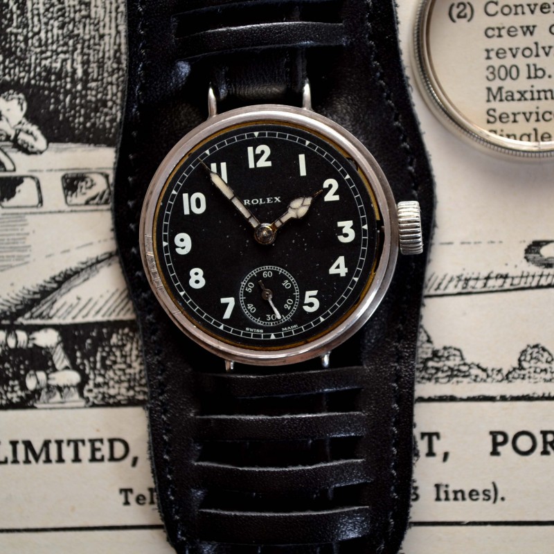 34mm Rolex WW1 RFC 1916 British pilot military trench vintage men's watch 15 Jewels semi hermetic solid silver screw down case photo 3