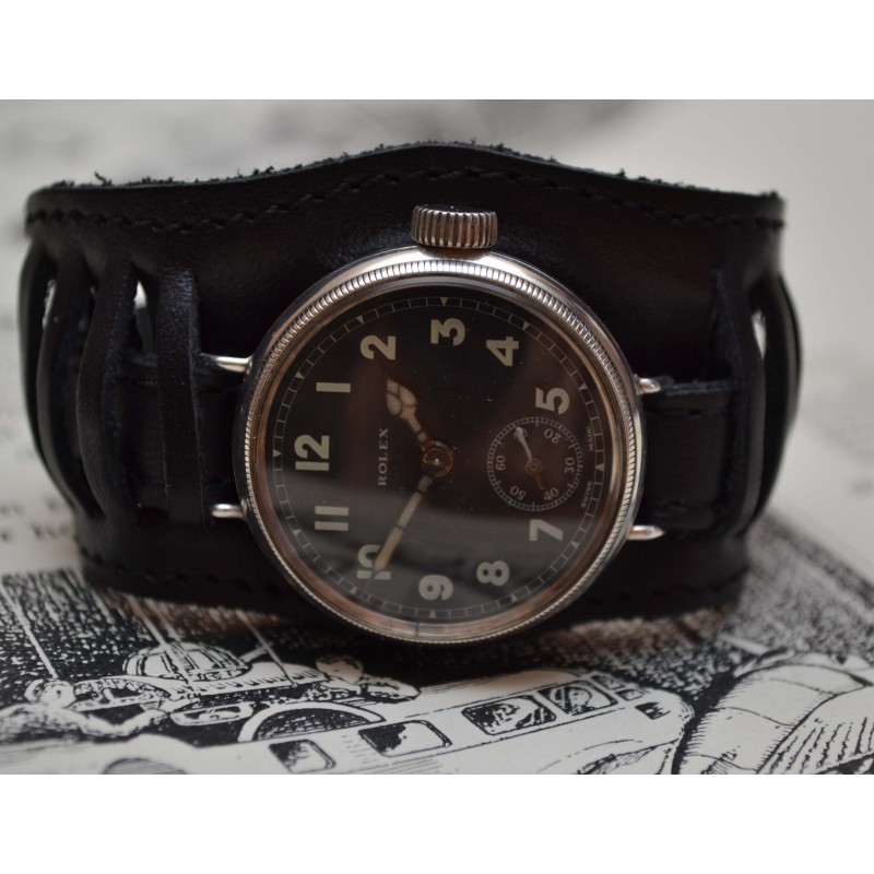 34mm Rolex WW1 RFC 1916 British pilot military trench vintage men's watch 15 Jewels semi hermetic solid silver screw down case photo 4