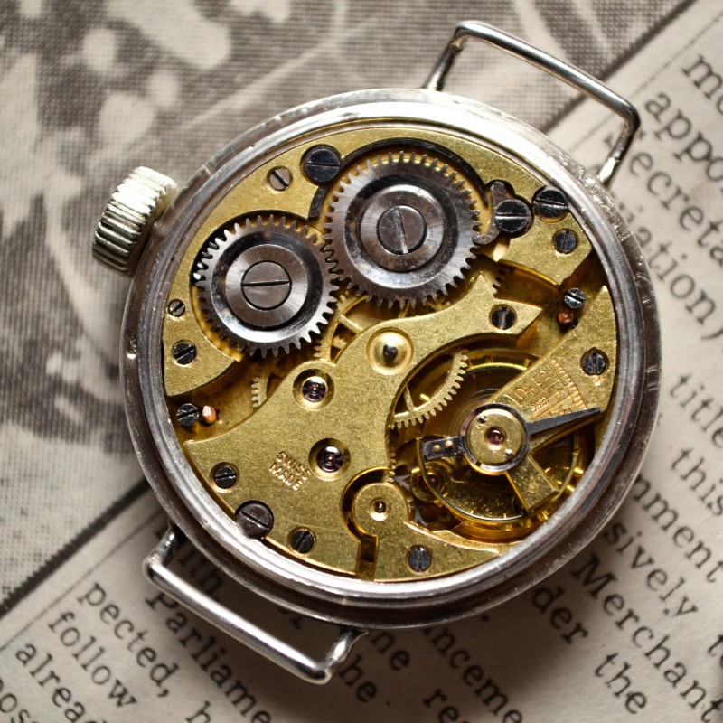 34mm Rolex WW1 RFC 1916 British pilot military trench vintage men's watch 15 Jewels semi hermetic solid silver screw down case photo 8
