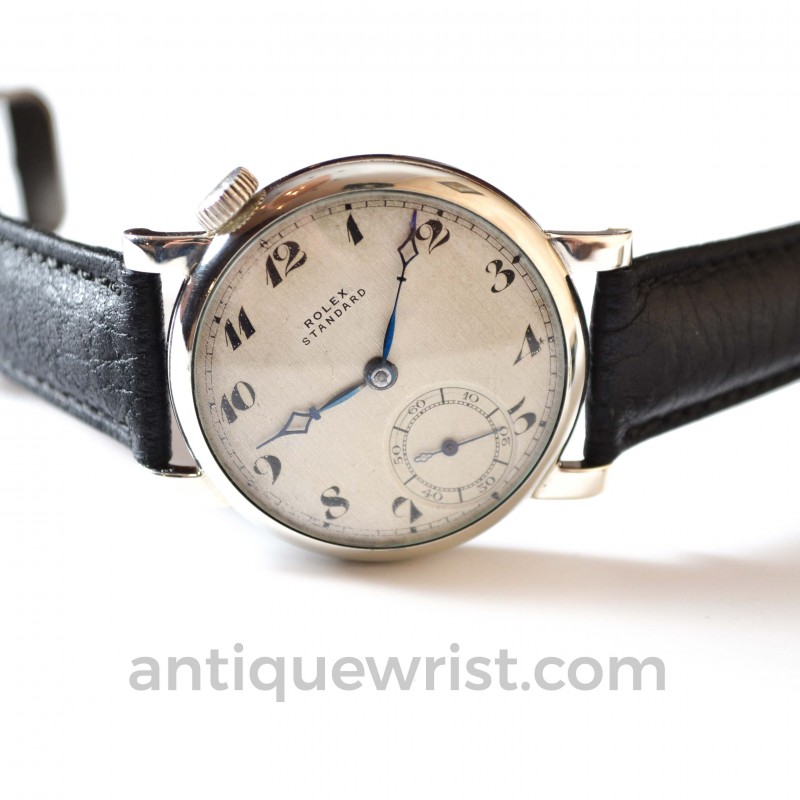 40mm vintage mens Rolex Standard drivers chronometer antique military WW1 officers trench watch guilloche dial from 1920's
