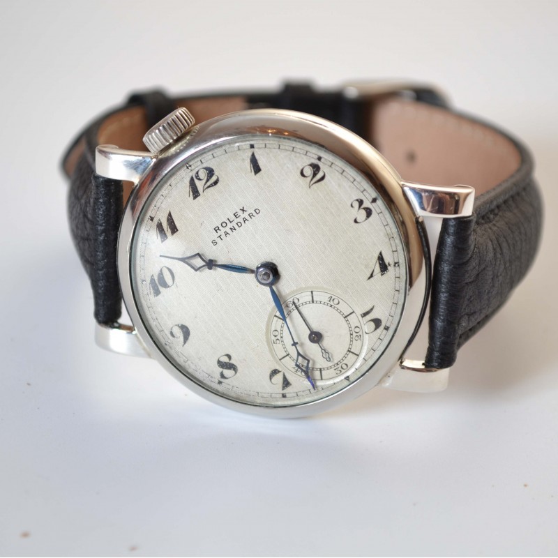 40mm vintage mens Rolex Standard drivers chronometer antique military WW1 officers trench watch guilloche dial from 1920's photo 2