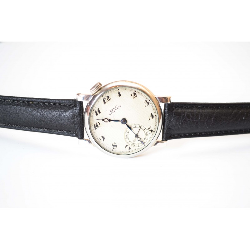 40mm vintage mens Rolex Standard drivers chronometer antique military WW1 officers trench watch guilloche dial from 1920's photo 4