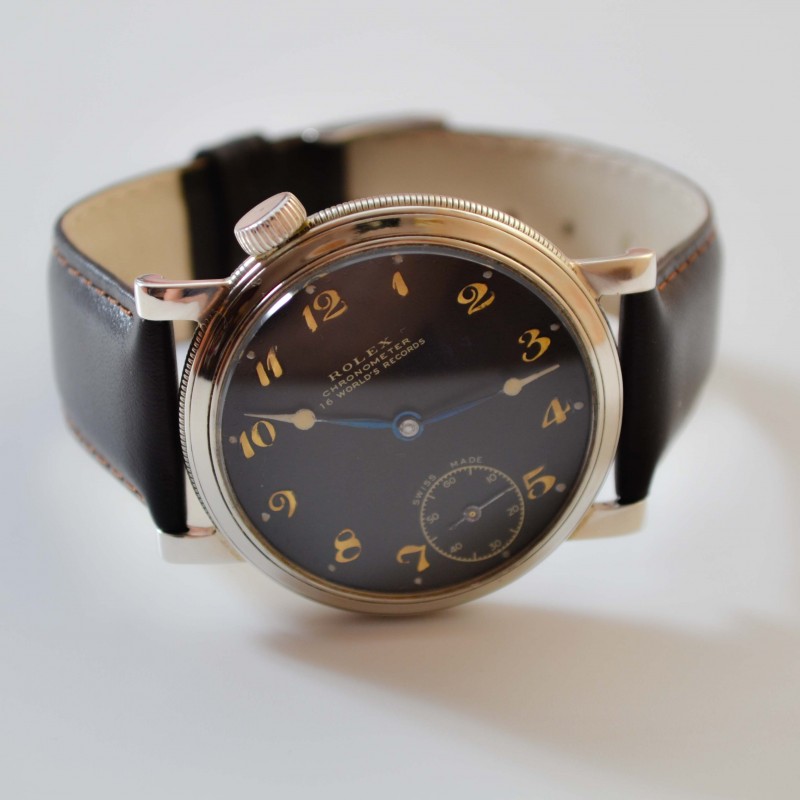 43mm antique Rolex military pilots watch for drivers vintage mens chronometer black dial luminous marks and arrows photo 2