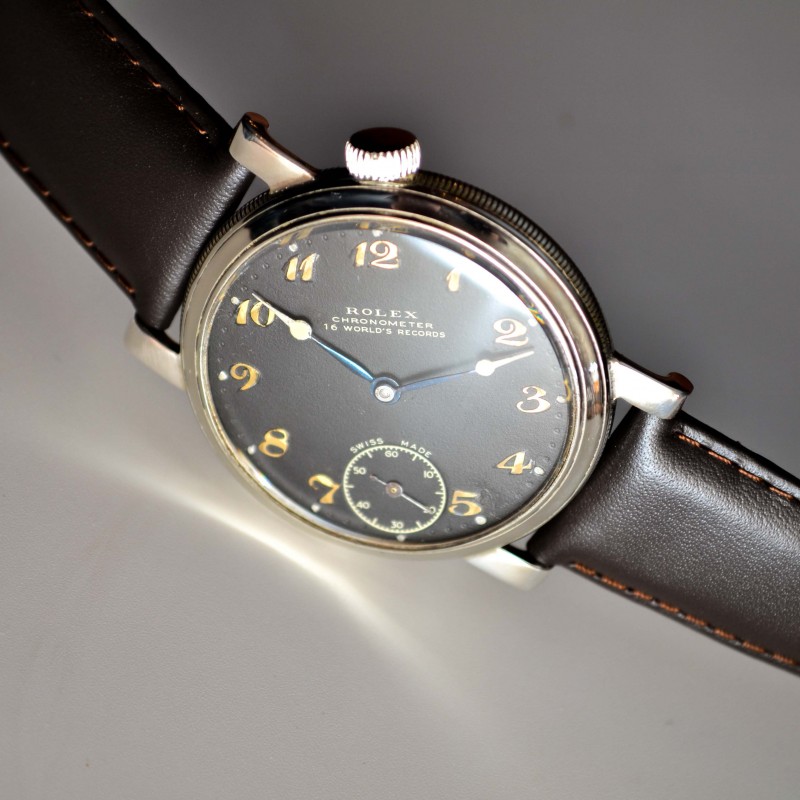 43mm antique Rolex military pilots watch for drivers vintage mens chronometer black dial luminous marks and arrows photo 3