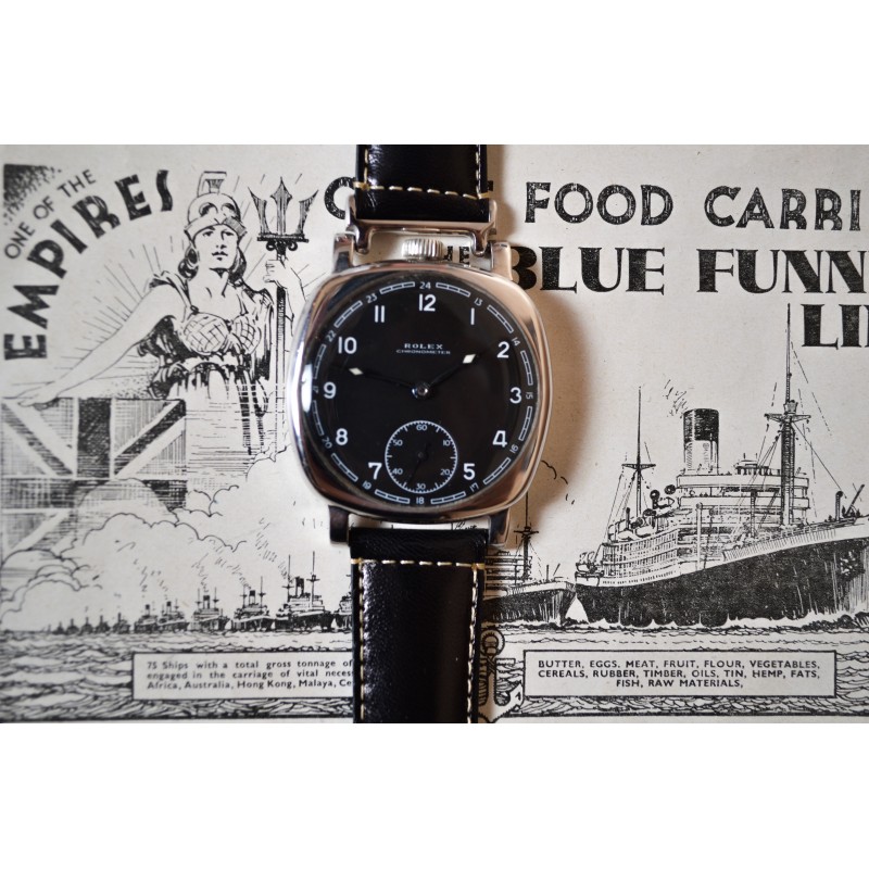 Rolex 43mm Cushion Case WW2 Military Watch – Pre-Panerai Black Dial photo 2
