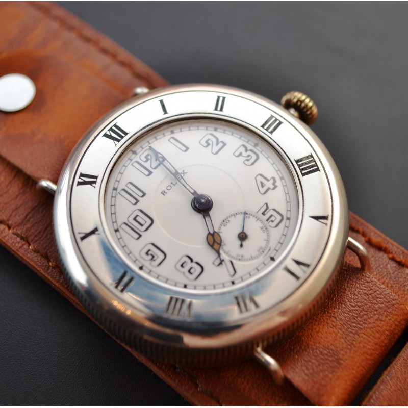 Rolex Unicorn WW1 Trench Watch – 43mm Solid Silver Officers Watch c.1915 photo 5