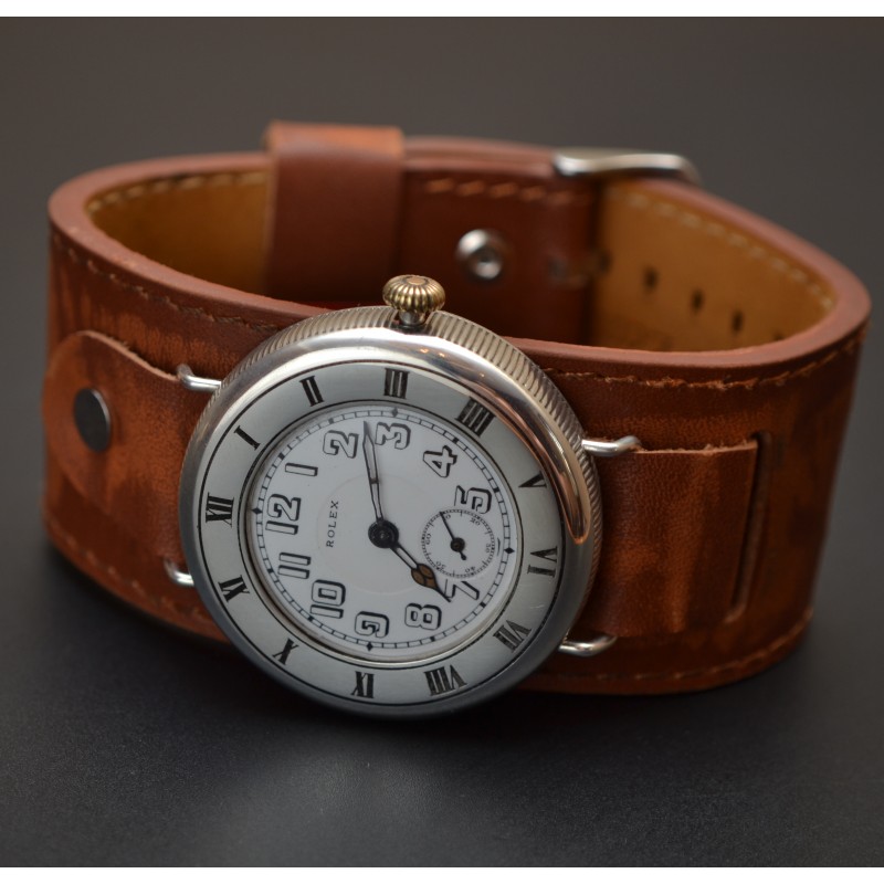 Rolex Unicorn WW1 Trench Watch – 43mm Solid Silver Officers Watch c.1915 photo 6