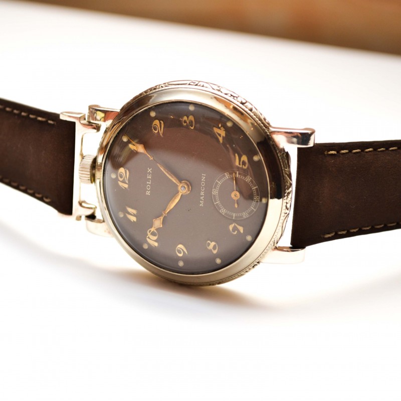 45 mm antique Rolex Marconi military pilots watch luminous marks vintage mens chronometer art deco case photo 2