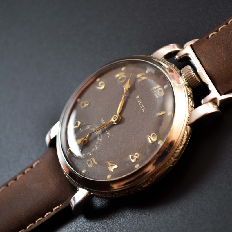 45 mm antique Rolex Marconi military pilots watch luminous marks vintage mens chronometer art deco case photo 3