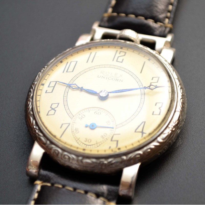 45mm Rolex Unicorn vintage extraordinary beautiful case semi hermetic art deco guilloche antique men's watch