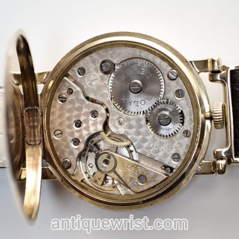46mm Rolex Standard vintage men's watch gold plated Dennison case guilloche dial sirca 1920 military men's antique trench photo 7