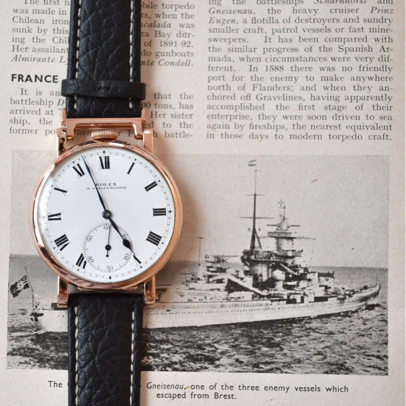 48mm Solid 9K Gold Rolex Precision WW2 British Pilot's Watch – Dennison Case photo 2