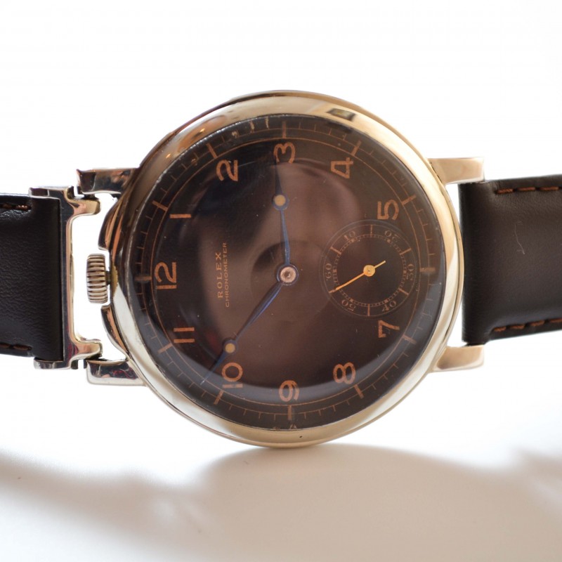 48mm Antique Rolex Chronometer men's military vintage wrist trench men's watch black dial WW1 - WW2 collectible military pilots timepiece photo 2