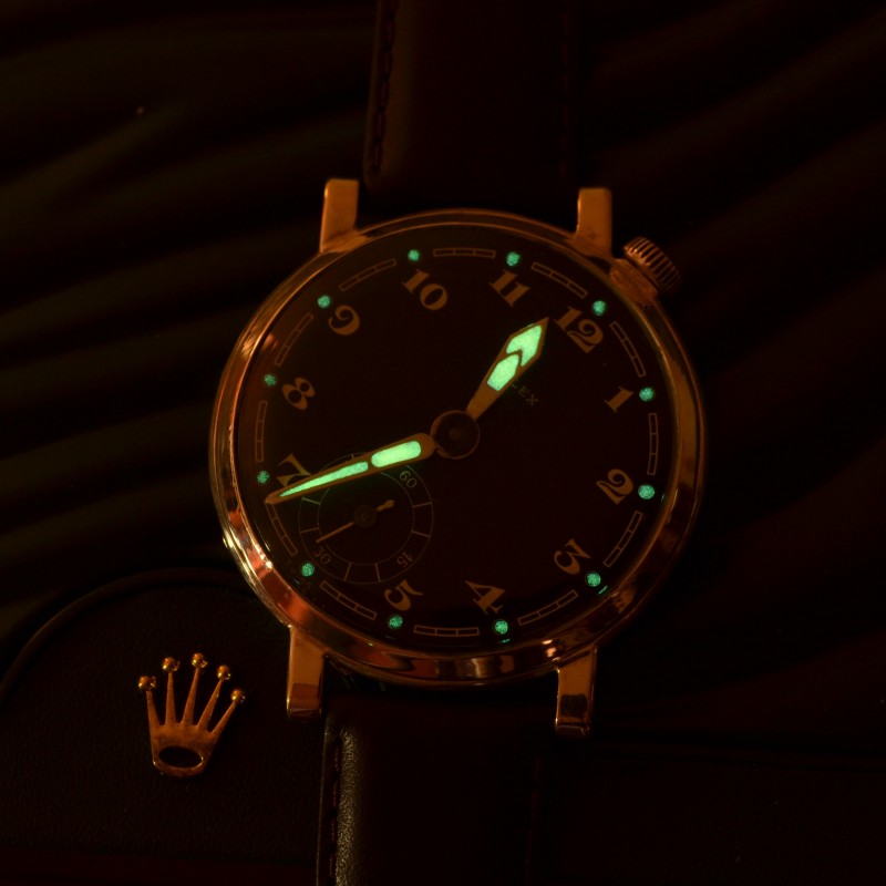 49mm Antique Rolex Marconi military pilots watch for drivers vintage mens chronometer black dial luminous marks and arrows photo 3
