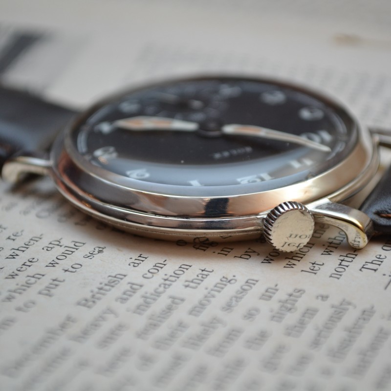 49mm Antique Rolex Marconi military pilots watch for drivers vintage mens chronometer black dial luminous marks and arrows photo 6