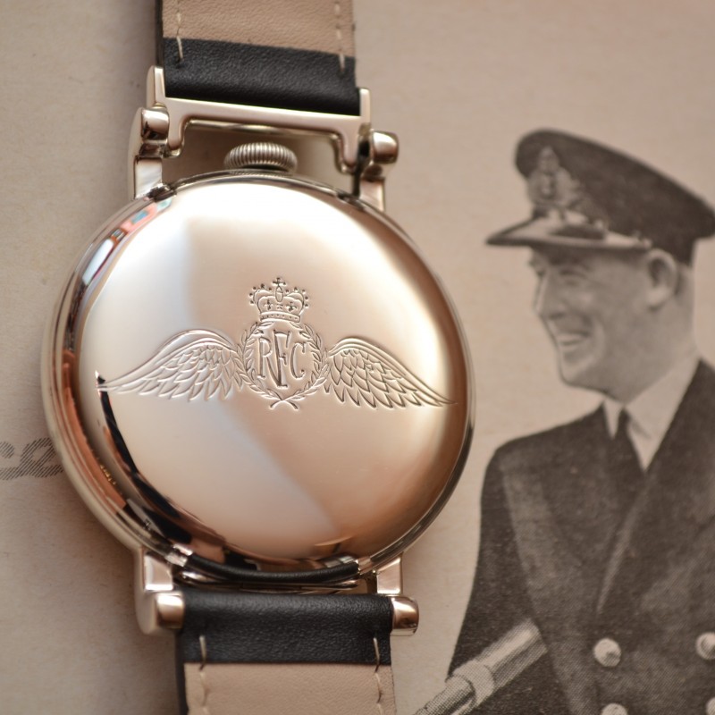 50mm Rolex WW1 British RFC / Royal NAVY 17 Jewels black pilots men's watch military issued Dennison solid silver cockpit watch