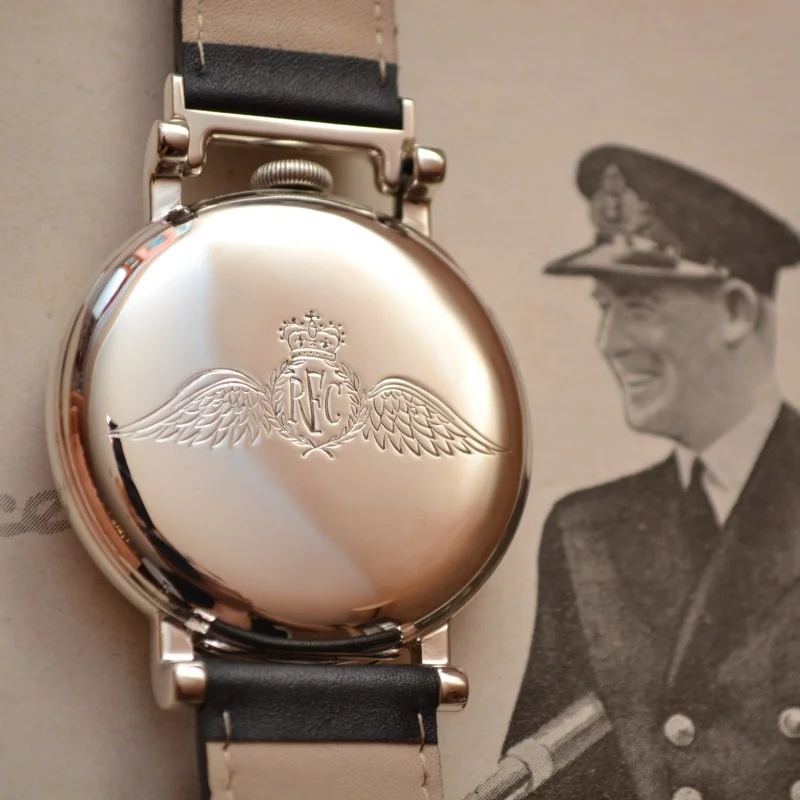 50mm Rolex WW1 British RFC / Royal NAVY 17 Jewels black pilots men's watch military issued Dennison solid silver cockpit watch