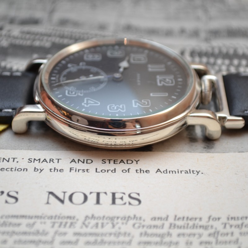 50mm Rolex WW1 British RFC / Royal NAVY 17 Jewels black pilots men's watch military issued Dennison solid silver cockpit watch photo 4