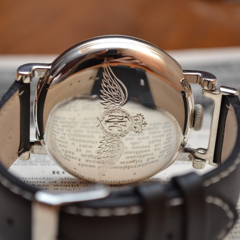 50mm Rolex WW1 British RFC / Royal NAVY 17 Jewels black pilots men's watch military issued Dennison solid silver cockpit watch photo 5