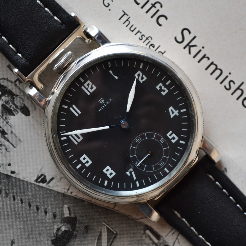 Rolex WW1 Pilot's Watch – 50mm Dennison Silver Case, Broad Arrow Military photo 2