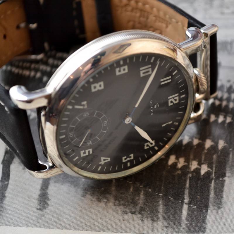 Rolex WW1 Pilot's Watch – 50mm Dennison Silver Case, Broad Arrow Military photo 3