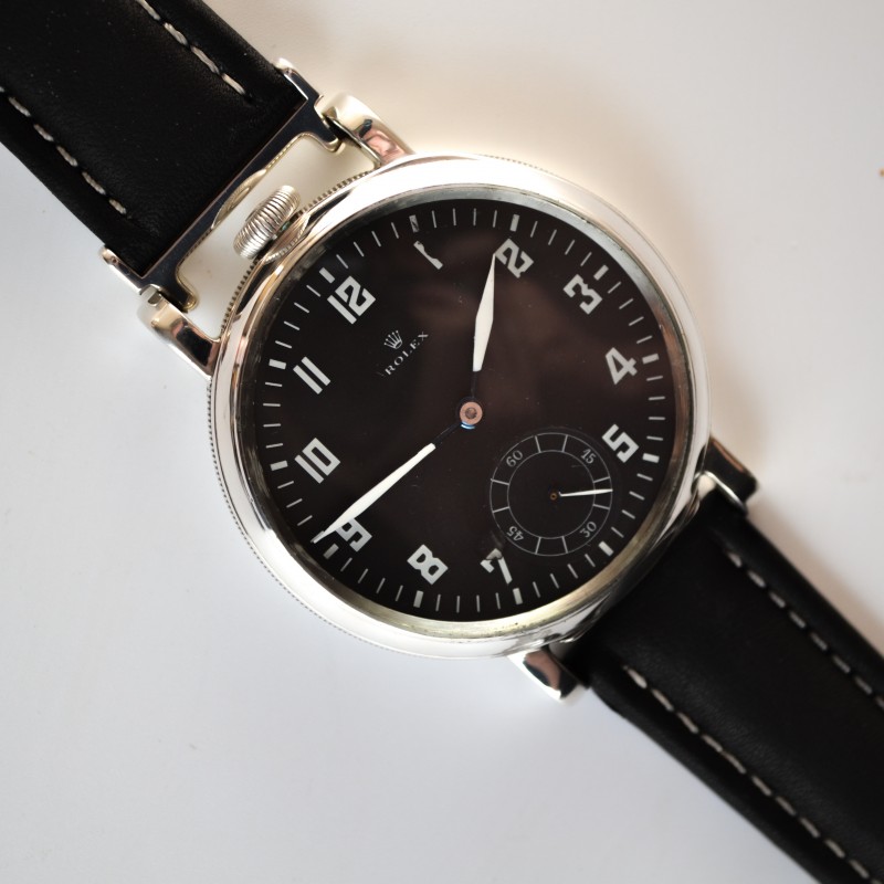 Rolex WW1 Pilot's Watch – 50mm Dennison Silver Case, Broad Arrow Military photo 4