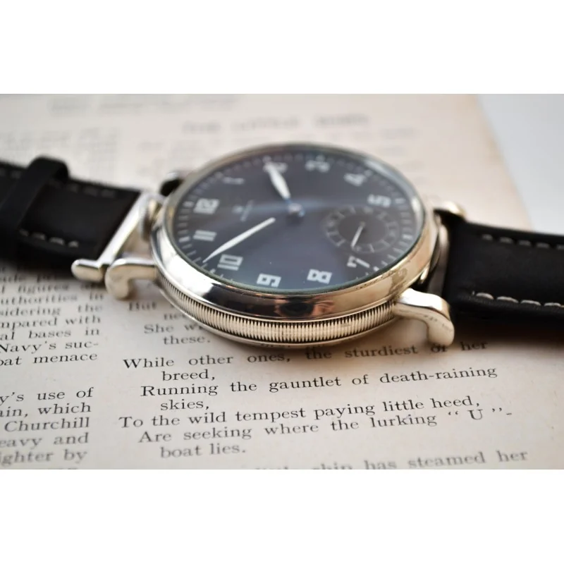 50mm Rolex WW1 pilots timepiece broad arrows military antique black men's watch for British Army rare ALD solid silver case
