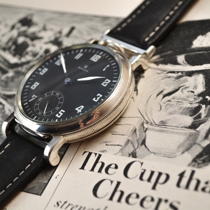 Rolex WW1 Pilot's Watch – 50mm Dennison Silver Case, Broad Arrow Military photo 6